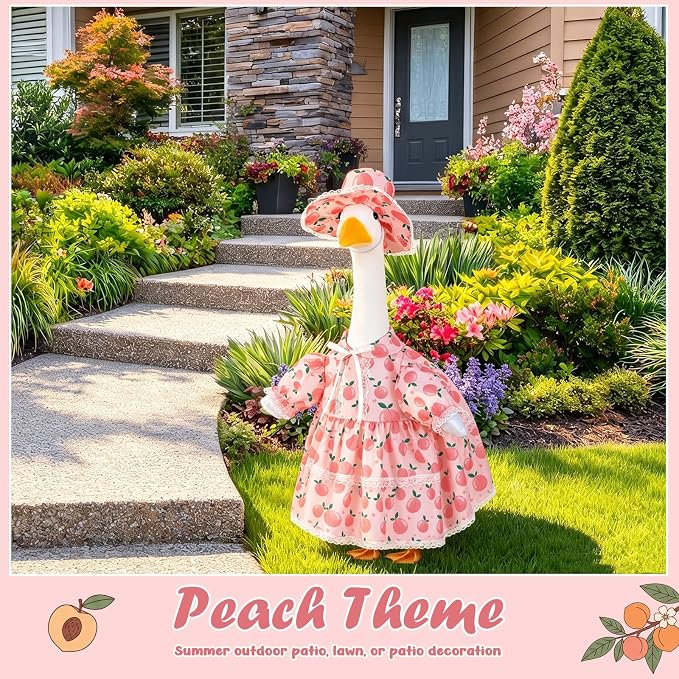 FuWeave Fall Porch Goose Outfit for Lawn Decor | Fits 23"/17" Lawn Plastic/Cement Statue Goose Costume Dress for Front Outdoor Courtyard Garden Patio Yard Decoration