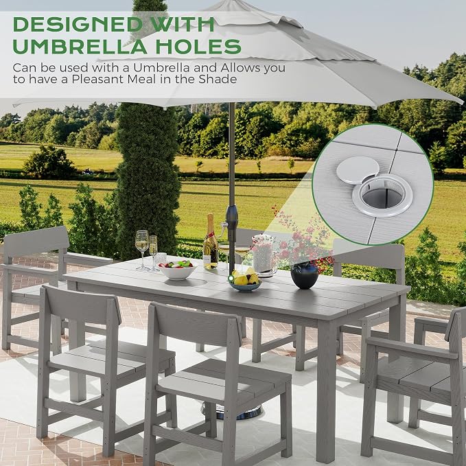 Jocoevol Patio Dining Chair Set of 2 Outdoor HIPS Patio Chair All Weather with Wide Seat and Curved Backrest, Armchairs for Outside Backyard/Garden/Pool/Porch/Deck 300lbs Capacity, Grey