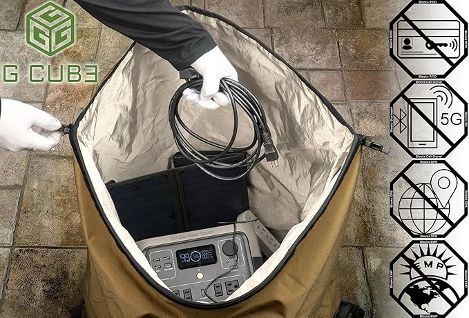 Xtreme Sight Line ~ AQUA G CUBƎ 25 Waterproof Faraday Bag for Small Generators and Electronics ~ Protects Against EMP/CME/EMF/RF ~ Diamond Form Faraday Lined Interior ~ Black