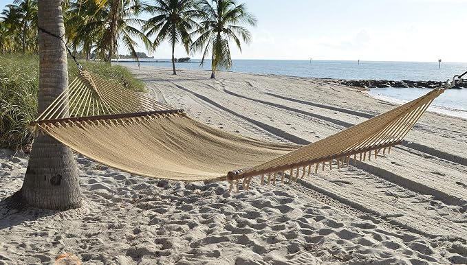 Jumbo Caribbean Hammock - 55 Inch - Soft-Spun Polyester - Tan