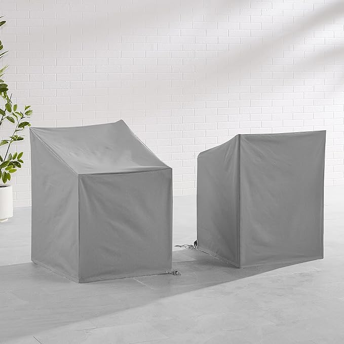 Crosley Furniture Patio Furniture Covers, Waterproof 2-Piece Outdoor Chair Cover Set for Dining Chairs, Gray