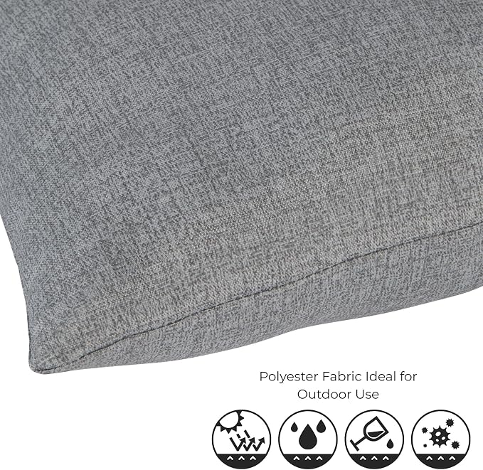 Set of 2 Outdoor Throw Pillows 19 x 12 Inch – Reversible Rectangle Patio Accent Pillows – Weather-Resistant Polyester Fabric – Eco-Friendly Recycled Polyfiber Fill – Heather Gray