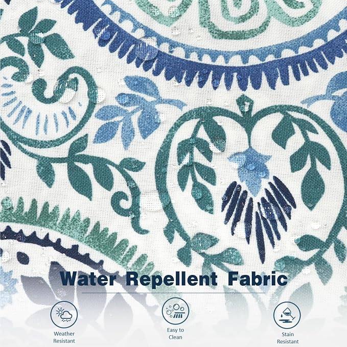 Outdoor Throw Pillow Covers Pack of 2, Decorative Water Repellent Square Pillow Cases with Piping 18x18 Inch, Celadon Wreath
