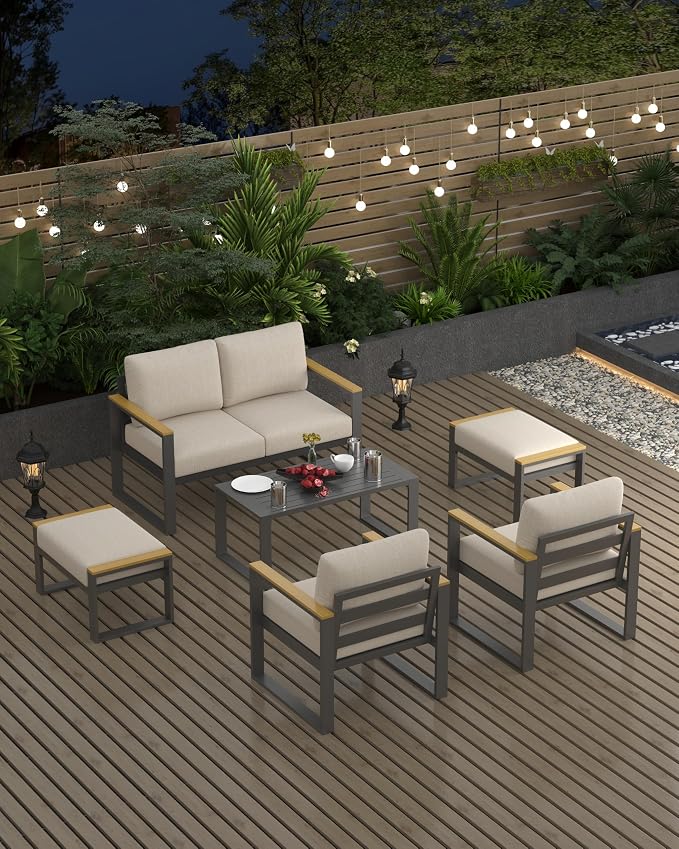 Metal Patio Ottoman Set of 2 Part of Conversation Sets