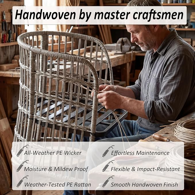 Outdoor Sectional Furniture Set, Patio Wicker Furniture Set, 4 Piece Rattan Patio Conversation Sets, Balcony Loveseat, Outdoor Sofa for Backyard, Garden, Outside, Lawn, Poolside, Grey