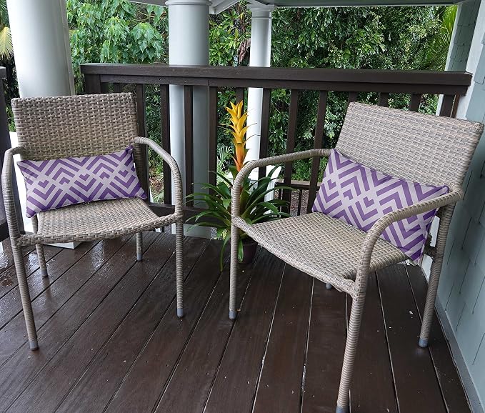Indoor/Outdoor Polyester Fabric Lumbar Pillow Cover, All-Weather Waterproof Rectangular Cushion Case for Patio Furniture, 16 x 24 Set of 2 - Abstracts-45