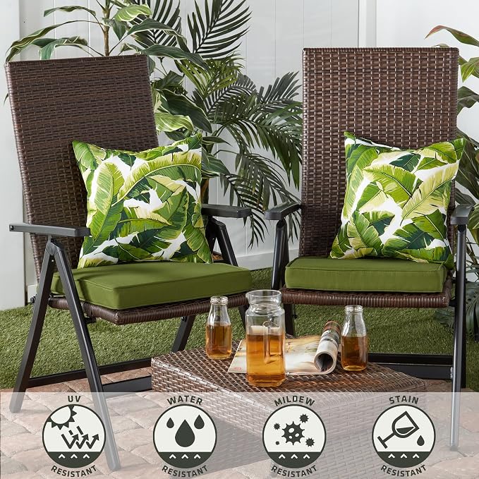 Greendale Home Fashions Outdoor 17-inch Square Decorative Throw Pillow, 2-Pack, Tropical White