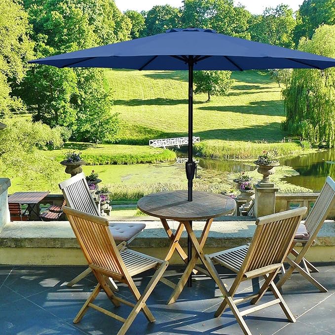 Simple Deluxe 9ft Outdoor Market Table Patio Umbrella with Button Tilt