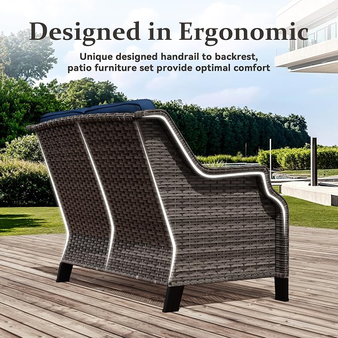 Outdoor Patio Loveseat, All-Weather 2-Seater Wicker Loveseat with Cushions, Outdoor Patio Love Seat Sofa for Garden, Balcony and Deck