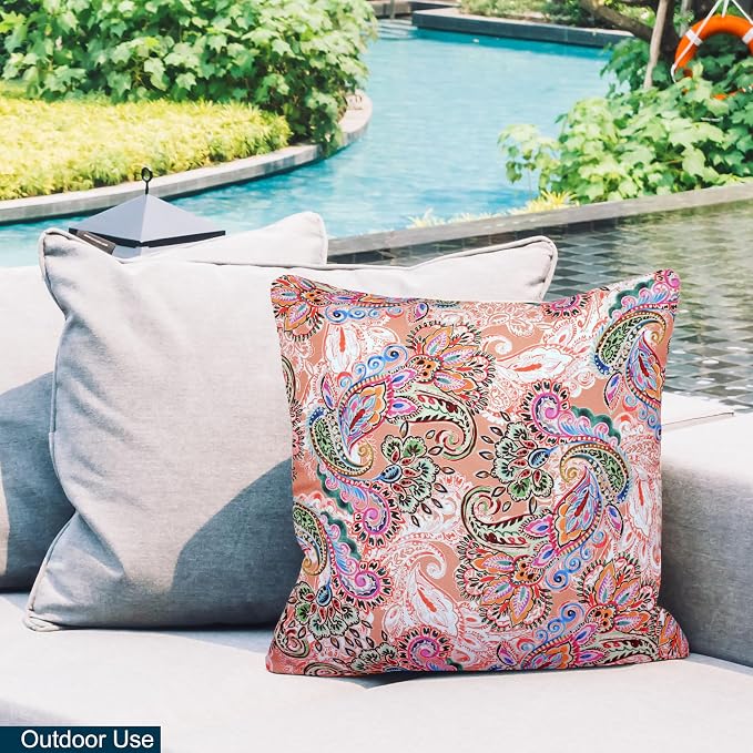 COZY TRENDS Decorative Indoor Outdoor Waterproof Throw Pillows with Inserts - Stylish Comfort for Your Patio Furniture, Garden Chairs, or Indoor Décor (18''X18'', Pink)