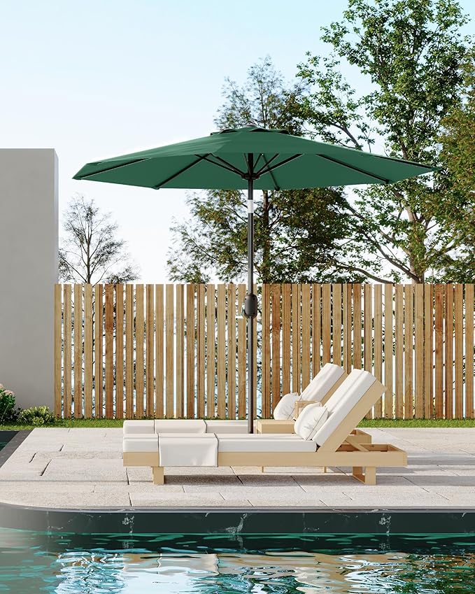 GarveeLife Outdoor Patio Umbrella, Table Market Umbrella with Push Button Tilt and Crank, 8 Sturdy Ribs UV Protection Waterproof for Garden, Deck, Backyard, Pool