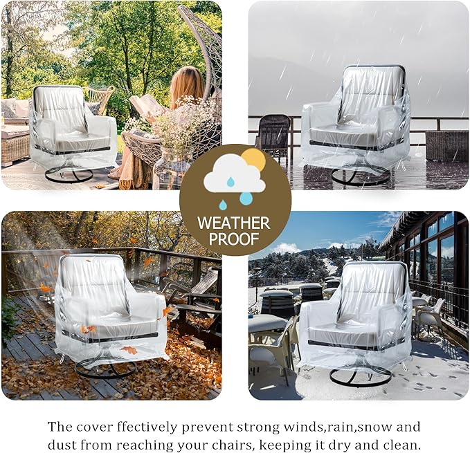 Outdoor Swivel Lounge Chair Cover, Waterproof Heavy Duty Outdoor Chair Covers, Patio Rocking Chair Covers for Furniture (1Pack-39'' L x 37'' D x 38'' H)