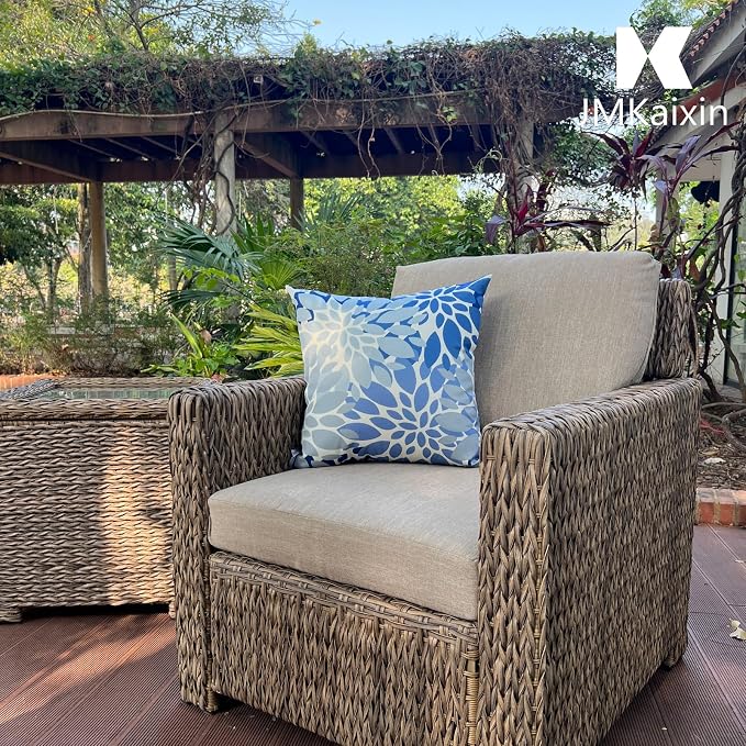 Outdoor Pillows, Pack of 2 Waterproof Decorative Throw Pillows with Inserts, 18"x18" Square Pillows for Couch, Sofa and Patio Furniture