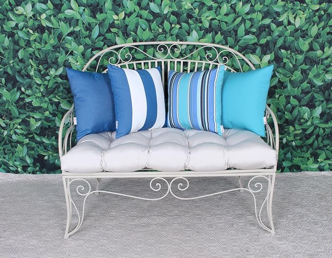 Outdoor/Indoor Sunbrella Throw Pillow Cover Only Square Set of 2 Pieces 18 inch x 18 inch Cabana Regatta Stripe - Insert Not Included, Royal Blue/White