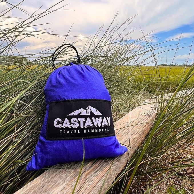 Castaway Travel Hammocks Double Galaxy Camping Hammock with 2 Tree Straps, Triple Stitched Durable Nylon Material, Compact Design for Backpacking, Travel, Beach, Backyard, Patio, Hiking