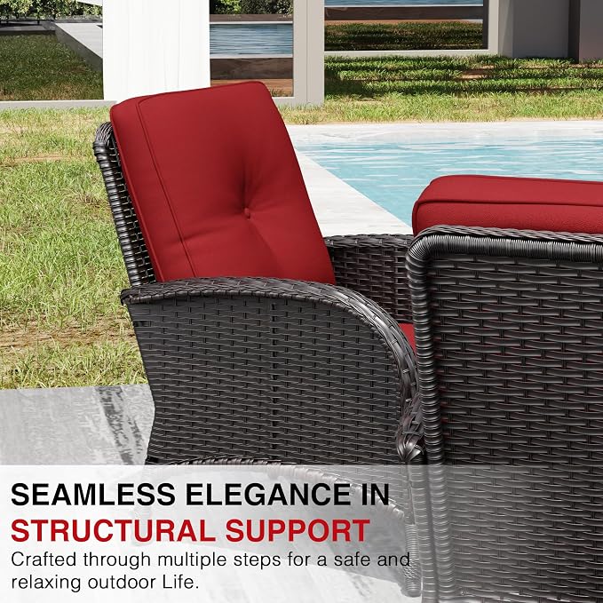 Joyside Wicker Patio Chairs, 3 Piece Rattan Outdoor Furniture with Thickened Cushions, High Back, Deep Seating, Wide Armrest, Outdoor Chairs for Porch, Deck