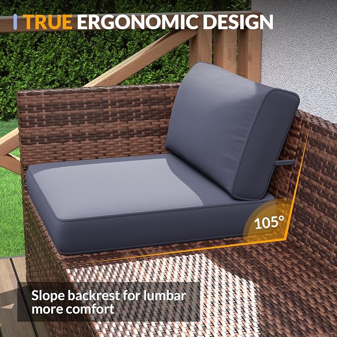 Patio Furniture Set, 7 Pieces Outdoor Modular Conversation Set Wicker Sectional Sofa for All Weather Rattan Patio Couch for Porch Garden Backyard Balcony Poolside (Grey)