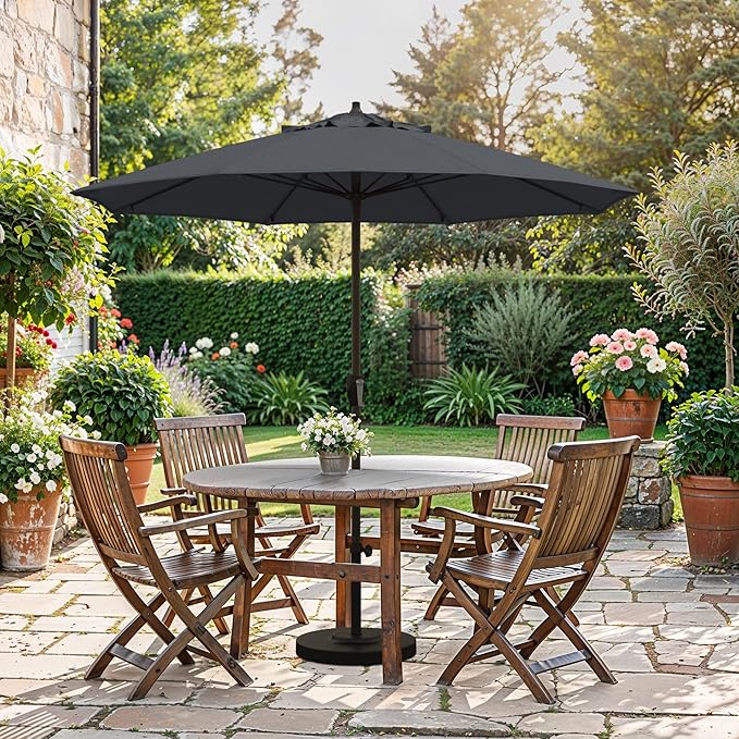 California Umbrella 10-Year Protection 7.5 Ft Outdoor Patio Umbrella, Pacifica Fade-Resistant Fabric, Auto-Tilt, Heavy Duty Aluminum Frame, 8 Reinforced Ribs for Pool or Deck, Bronze Pole, Sapphire