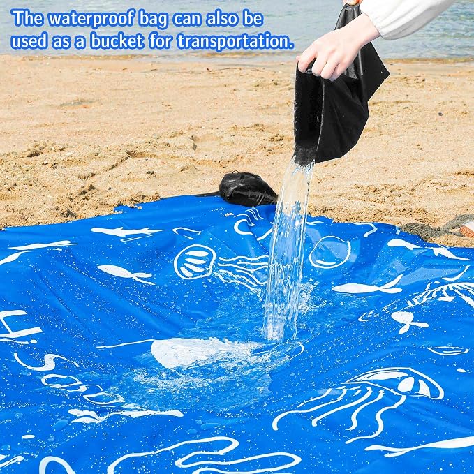 Hi Sasara 6.56 X 6.56 ft Beach Puddle Pool,Blue Ocean Pattern Baby Beach Portable Pool for Kids Boys and Girls (Blue)