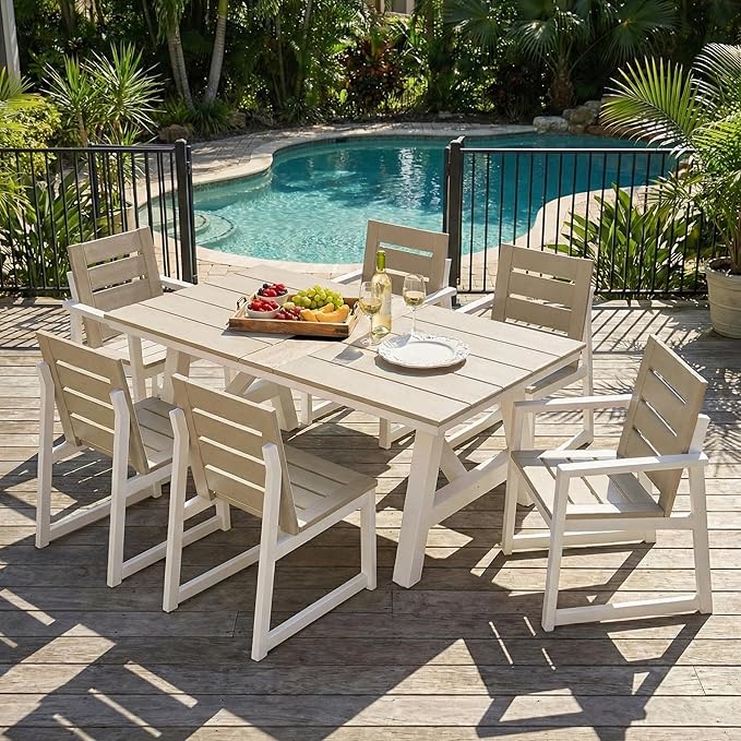 Costaelm Stinson Outdoor Patio HDPE Dining Side Chair, Sand