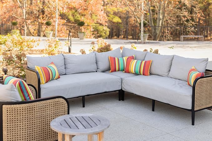 RSH DECOR Square Throw Pillows Set of 4, 20" x 20", Outdoor Pillows Waterproof, Crestwood Marine, Made in USA