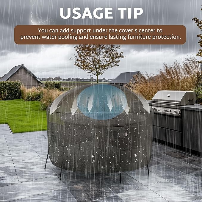 iBirdie Round Patio Furniture Cover 90 x 34 inch, Outdoor Waterproof and Weatherproof for Garden Table and Chairs, Heavy Duty 600D, fit 90, 88, 86, 85 Diameter
