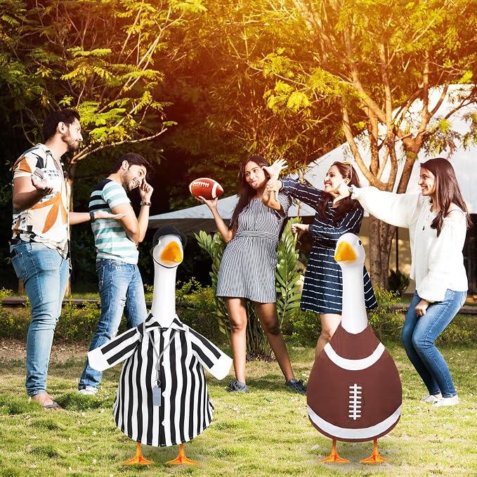 2 Set Football Goose Outfit Referee Lawn Porch Game Day Clothes for 23" Goose Outdoor Patio Yard Lawn Art Football Bowl Party Decor