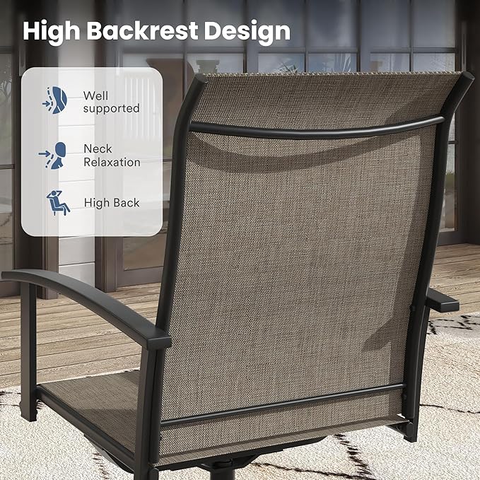 VICLLAX 7 Pieces Patio Dining Set, Outdoor Dining Set for 6-50" Round Outdoor Table and Swivel Patio Chair Set for Deck, Lawn and Garden, Grey Table and Chairs