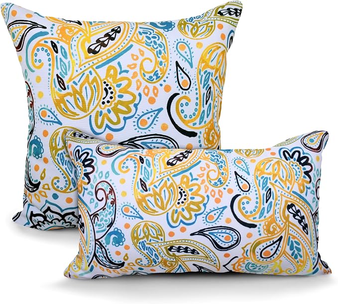COZY TRENDS Decorative Indoor Outdoor Waterproof Throw Pillows with Inserts - Stylish Comfort for Your Patio Furniture, Garden Chairs, or Indoor Décor (18''X18'', Yellow)