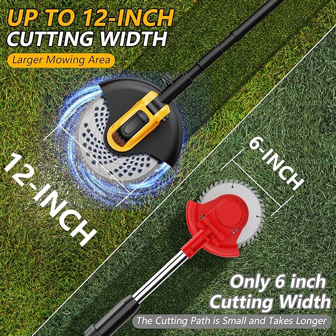 20000RPM Cordless Electric Weed Wacker, 12" Brushless Cordless String Trimmer, 4 in 1 Weed Eater/Brush Cutter/Weed Trimmer with 2*Batteries Powered & Auxiliary Wheels, Grass Trimmer for Yard Care