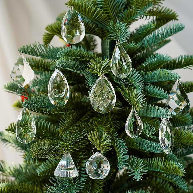 12 Pcs Clear Crystal Prism Chandelier Pendants Suncatcher Decor | Clear Crystal Chandelier Lamp Prism Pendants Drops Glass Balls Replacement Parts Suncatcher Hanging Ornaments for Home Decor