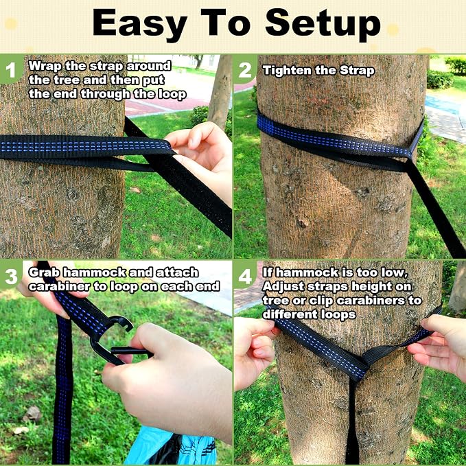 SZHLUX Camping Hammock Double & Single Portable Hammocks with 2 Tree Straps, Great for Hiking,Backpacking,Hunting,Outdoor,Beach,Camping