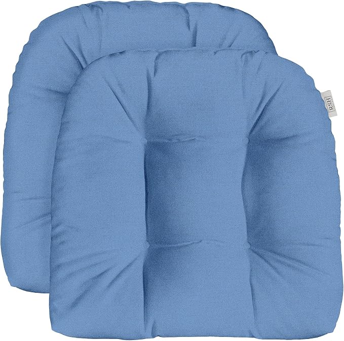 RSH DECOR Sunbrella Tufted Wicker U-Shape Cushions Set of 2 | 22” x 22” | Outdoor Seat Cushions for Patio Furniture| Crafted with Sunbrella Performance Fabric | Made in USA (Cast Ocean Blue)