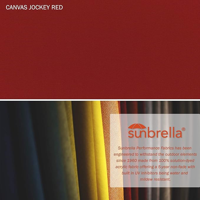 California Umbrella 7.5' Round Aluminum Market Umbrella, Crank Lift, Push Button Tilt, Bronze Pole, Canvas Jockey Red