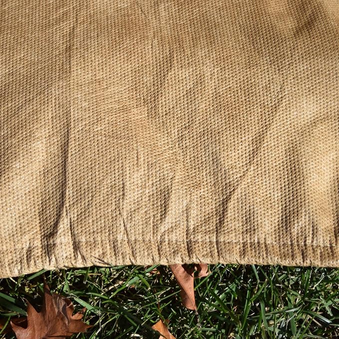 Budge P5A23SF1 All Seasons Round Patio Table Cover Lightweight, UV-Resistant, Large, Tan