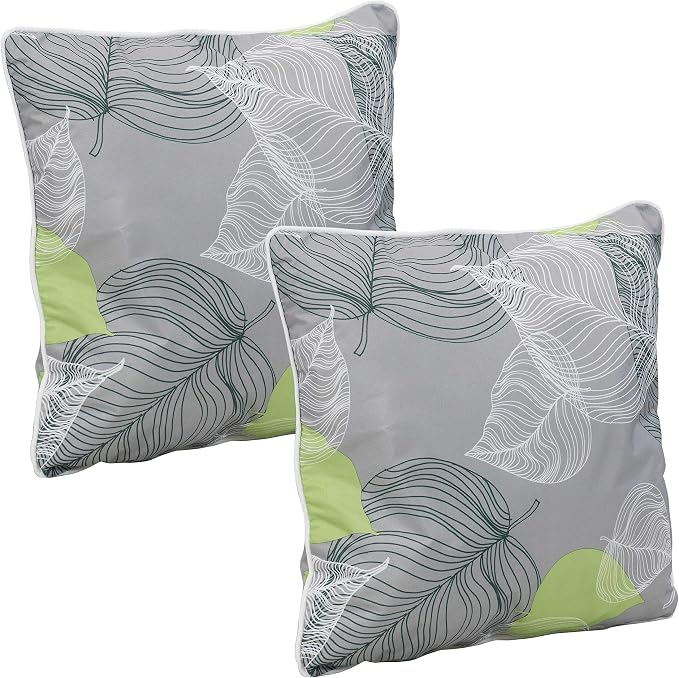 Sunnydaze Set of 2 Outdoor Decorative Throw Pillows - 16-Inch Square Throw Pillows - Indoor or Outdoor Use - Lush Foliage