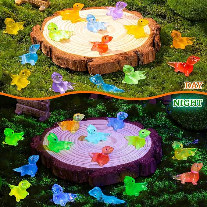 144PCS Luminous Mini Resin Lizards Tiny Lizards for Micro Moss Landscape | Cute Lizard Figures Glow in The Dark, Tiny Lizards Animal Miniature, Micro Moss Landscape Crafts Dollhouses Hidden Games