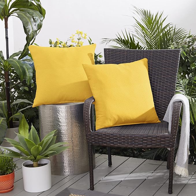 Mozaic Company AZPS5797 Indoor Outdoor SunbrellaSquare Pillows, Set of 216 x 16 Sunflower Yellow