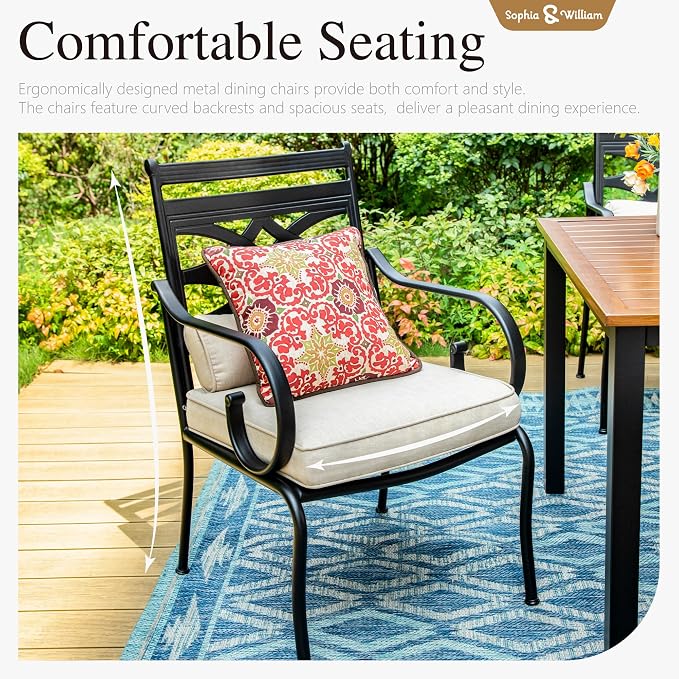 Sophia & William for 6 Patio Dining Chairs Umbrella Swivel Chairs 13ft Blue | 59", Fixed Chairs, Removable Cushions, Metal Frame, Cushions