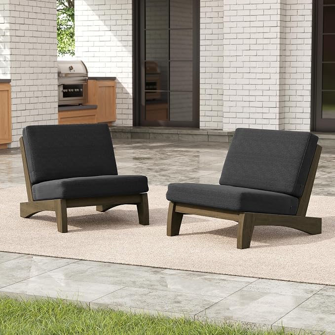 Pia Ricoo 4 Piece Patio Furniture Sets, Outdoor Furniture with 2 Chairs & Coffee Table, Patio Conversation Set for Backyard, Deck, Lawn, Drak