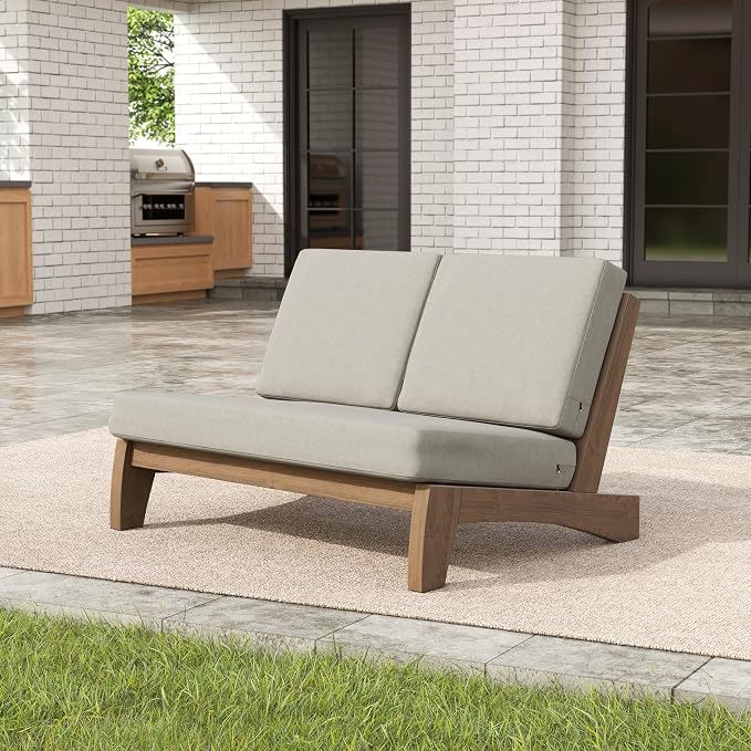 Pia Ricoo 1-Piece Patio Furniture Set, Outdoor Loveseat with 4.5-Inch Thick Cushions, All-Weather Outdoor Sofa for Backyard, Deck, Lawn - Light Camel (Split Back)