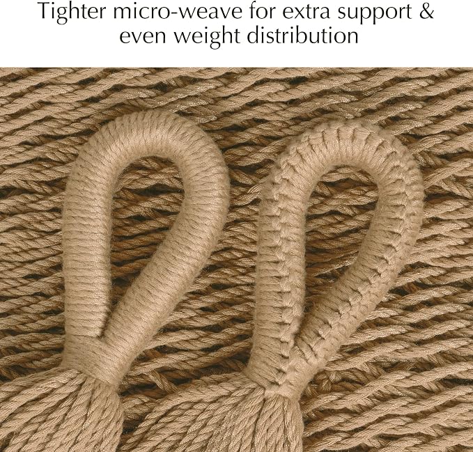 PNAEUT Handwoven Mayan Hammock, Thick Soft Rope Double Hammock for Outdoor Outside & Indoor, 600 lbs Capacity Heavy-Duty, Includes Tree Straps, Carabiners & Carrying Bag(Tan, X-Large)