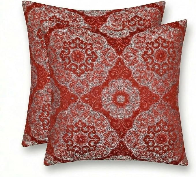 RSH DECOR Square Throw Pillows Set of 2, 17" x 17", Outdoor Pillows Waterproof, Outdoor Pillow Covers, Pillow Covers for Couch, Ayorline Flamin, Made in USA