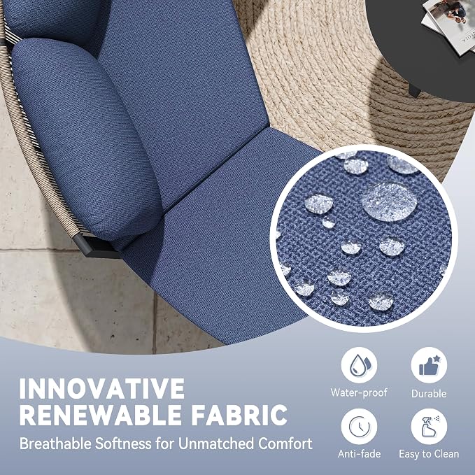 Crestlive Curved Patio Furniture Set, Modular Half Moon 6-Seater Sofa with Round Coffee Table, Aluminum Outdoor Sectional with 4.3" Cushions, All-Weather Couch for Backyard, Deck, Porch, Poolside