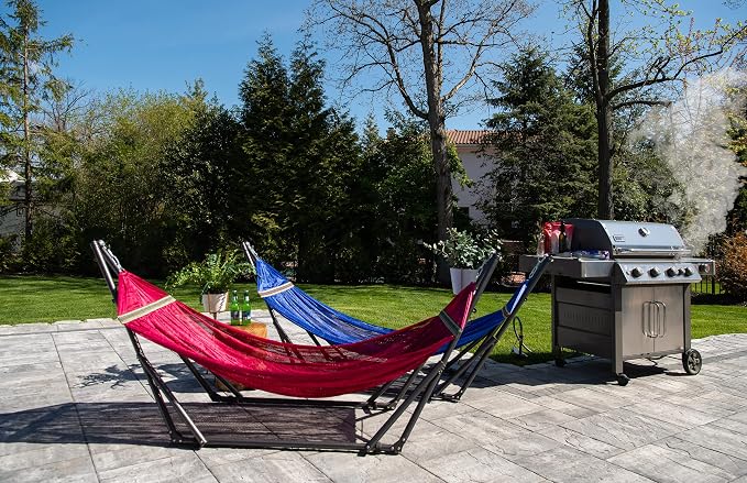 Best Home Fashion Portable Hammock with Collapsible Steel Stand, 450 lbs Capacity, No Tools Assembly, Carrying Bag Included, Perfect for Indoor Outdoor Backyard Patio Camping Beach, Navy