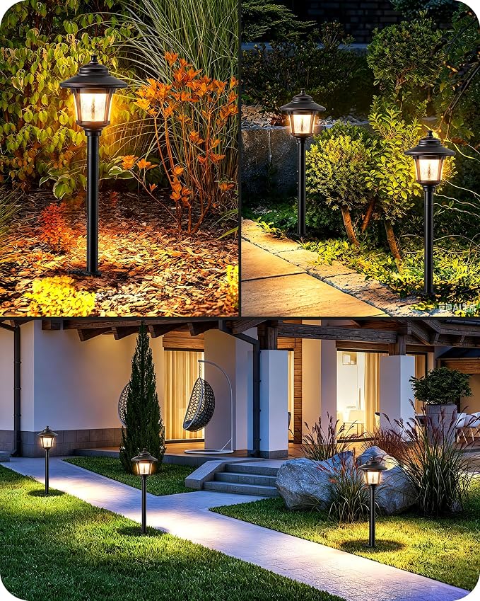 EDISHINE Low Voltage Landscape Lighting 12V 3W 120LM with Connectors 6 Pack | Seed Glass, 3000K Warm White, ORB Waterproof Electric LED Landscape Path Lights for Walkway Garden Yard
