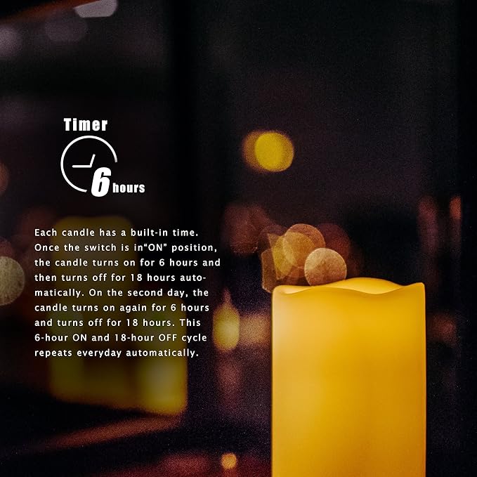 iZAN 3-Pack Battery Operated Flameless LED Candles with Timer Outdoor Waterproof Flickering Timing LED Pillar Candles for Home Wedding Party Festival Décor Long Battery Life 1500+ Hours 3”x4”