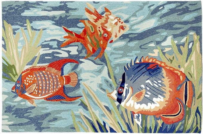 Liora Manne Ravella Indoor/Outdoor Durable Hand-Tufted UV Stabilized Rug- Tropical Fish Ocean 5' x 7'6"