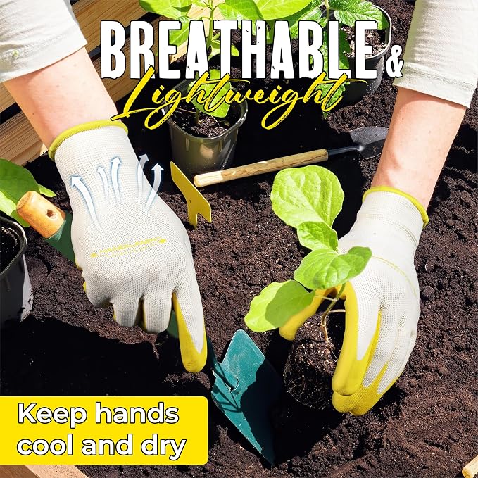 HANDLANDY 2/3/6 Pairs Womens Gardening Gloves, Garden Gloves for Women | Breathable Latex Free Nitrile Coated Ladies Yard Working Gloves, for Gardening, Landscaping, Weeding, Pruning, Gardener Gift