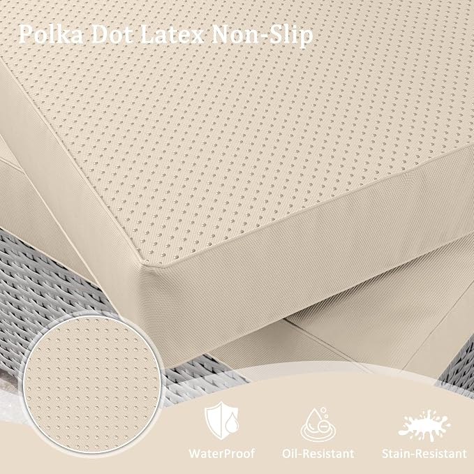 Outdoor Furniture Replacement Cushions, Waterproof Patio Furniture Cushions, 4" Deep Seat Outdoor Sectional Cushion for 3-Seat Outdoors Rattan Sofa Patio Sofa Cushion, Cream
